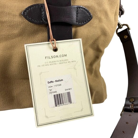 Filson Medium Rugged Twill Duffle Bag Bridle Leather Tan NWT - Picture 8 of 8